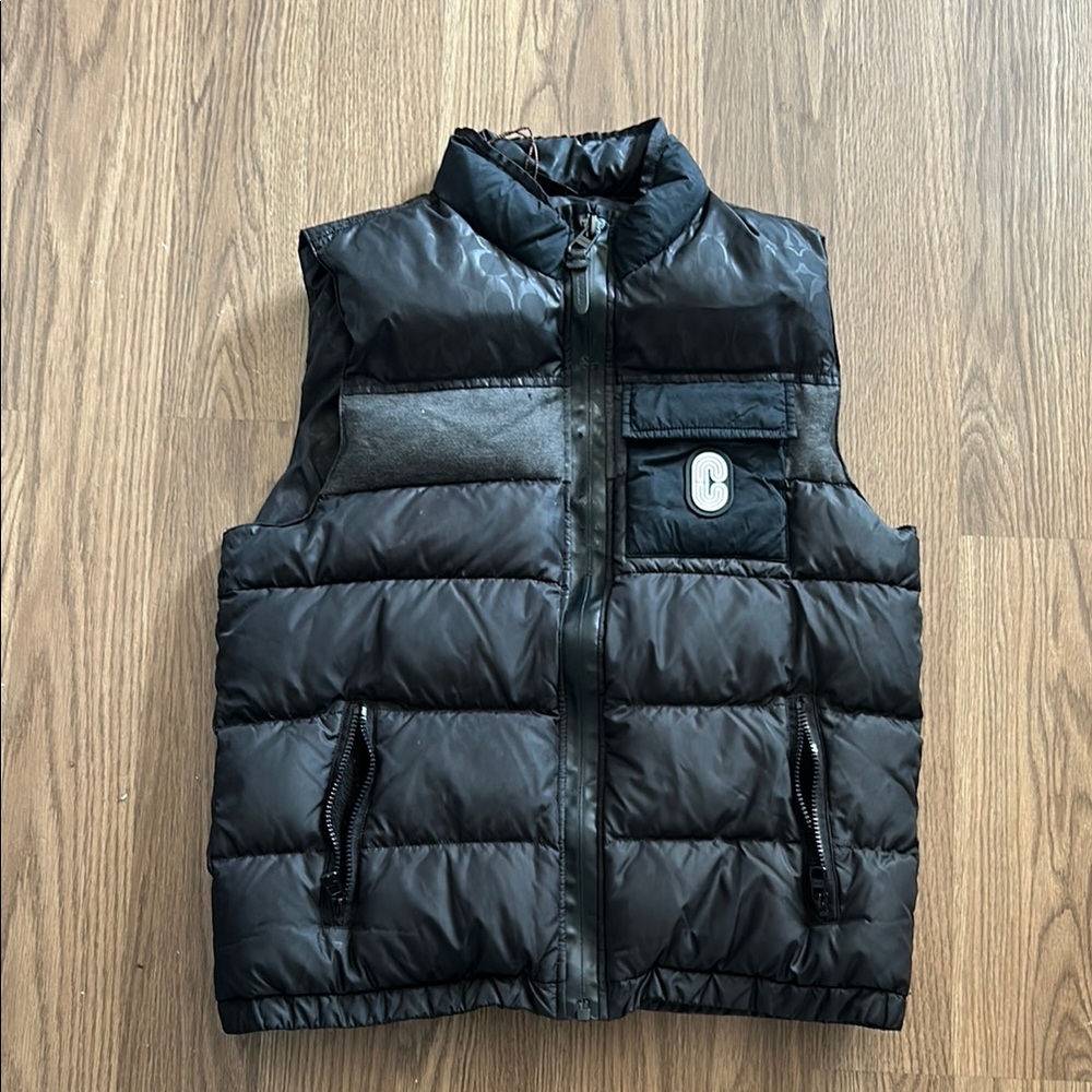 Coach Black Monogram Puffer Vest